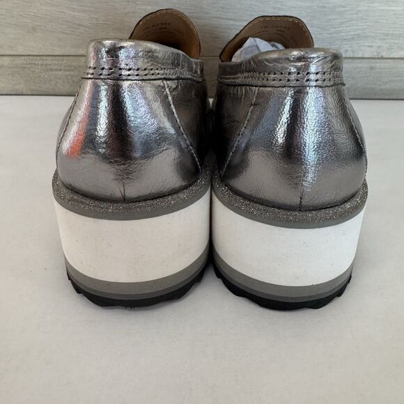 Johnston & Murphy Metallic Silver Platform Wedge Slip On Loafer Women 8 M Chain - Picture 9 of 15